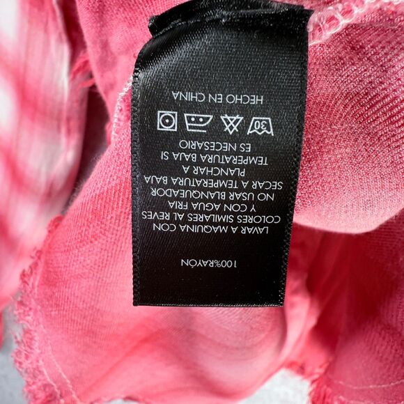 Dear John Plaid Womens Sz XL Red Ombre Button Shirt Roll Tab Cowgirl Flannel - Picture 9 of 10